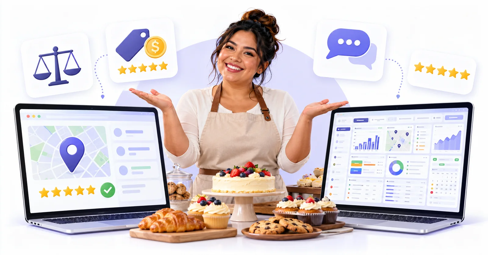 Business owner comparing a simple Flento dashboard with a cluttered multi-tool dashboard to choose a Chekkit alternative