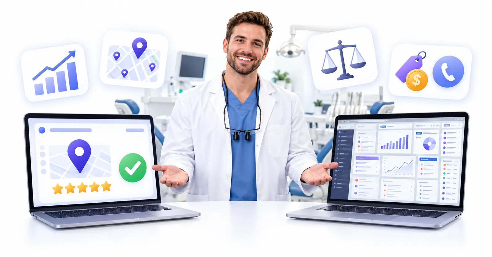 Business owner comparing a simple Flento dashboard with a cluttered multi-tool dashboard to choose a OpenClaw SEO alternative