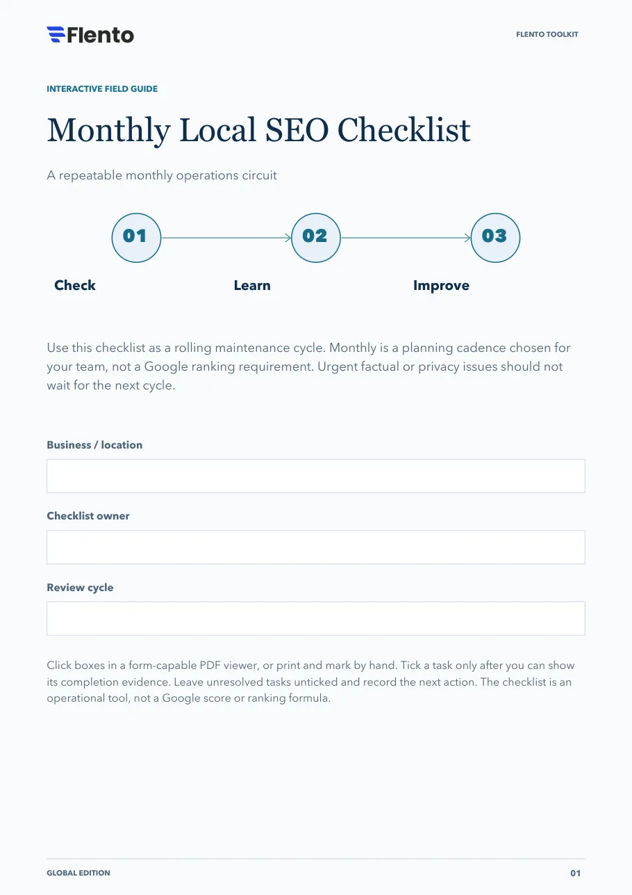 Cover of the Monthly Local SEO Checklist