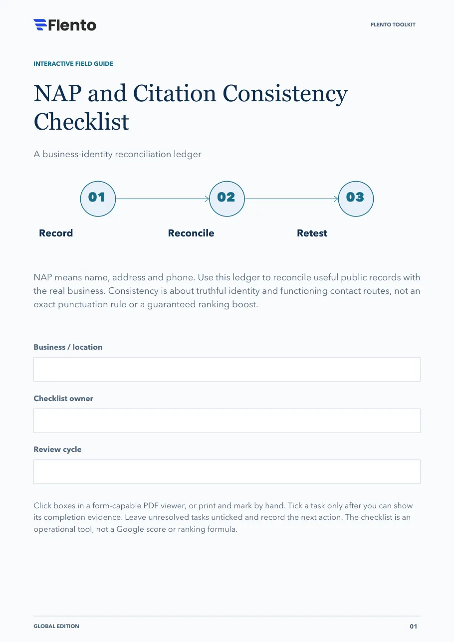 Cover of the NAP and Citation Consistency Checklist