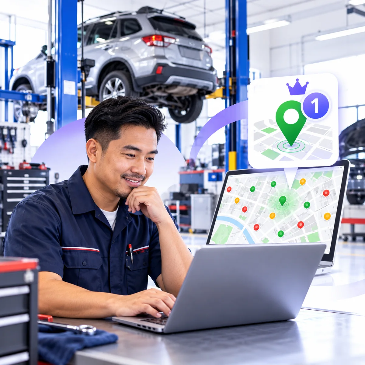 See Exactly Where You Rank for "auto repair near me" on Every Block of Your City