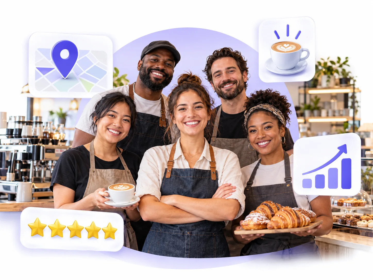 Café owner, barista, and baker using Flento local SEO to rank on Google Maps