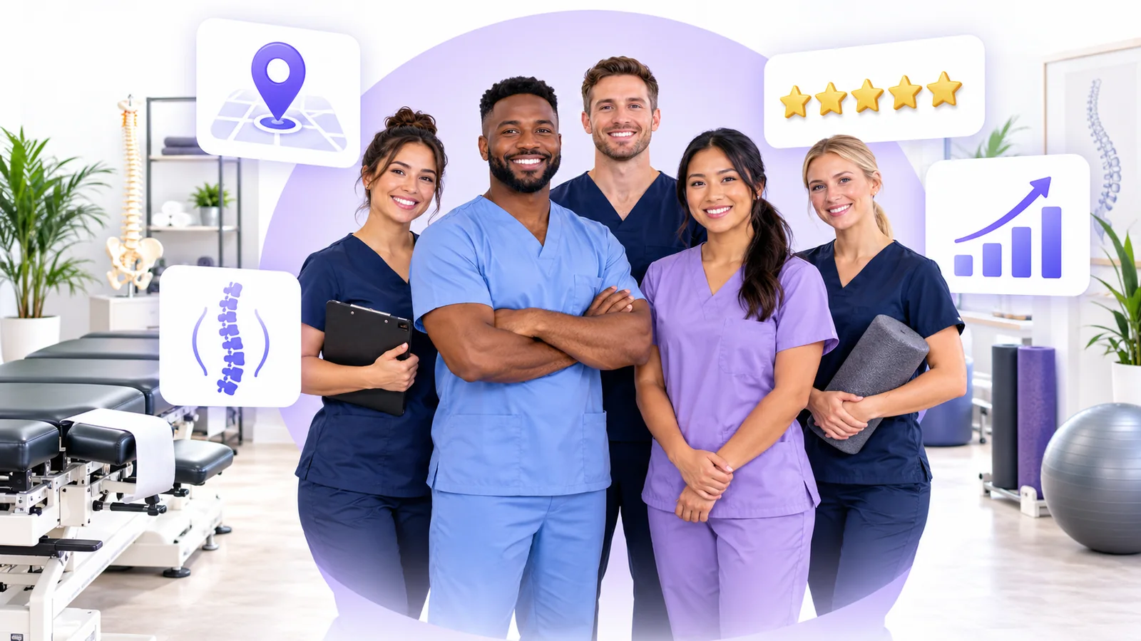 Chiropractor and clinic staff using Flento local SEO to rank on Google Maps