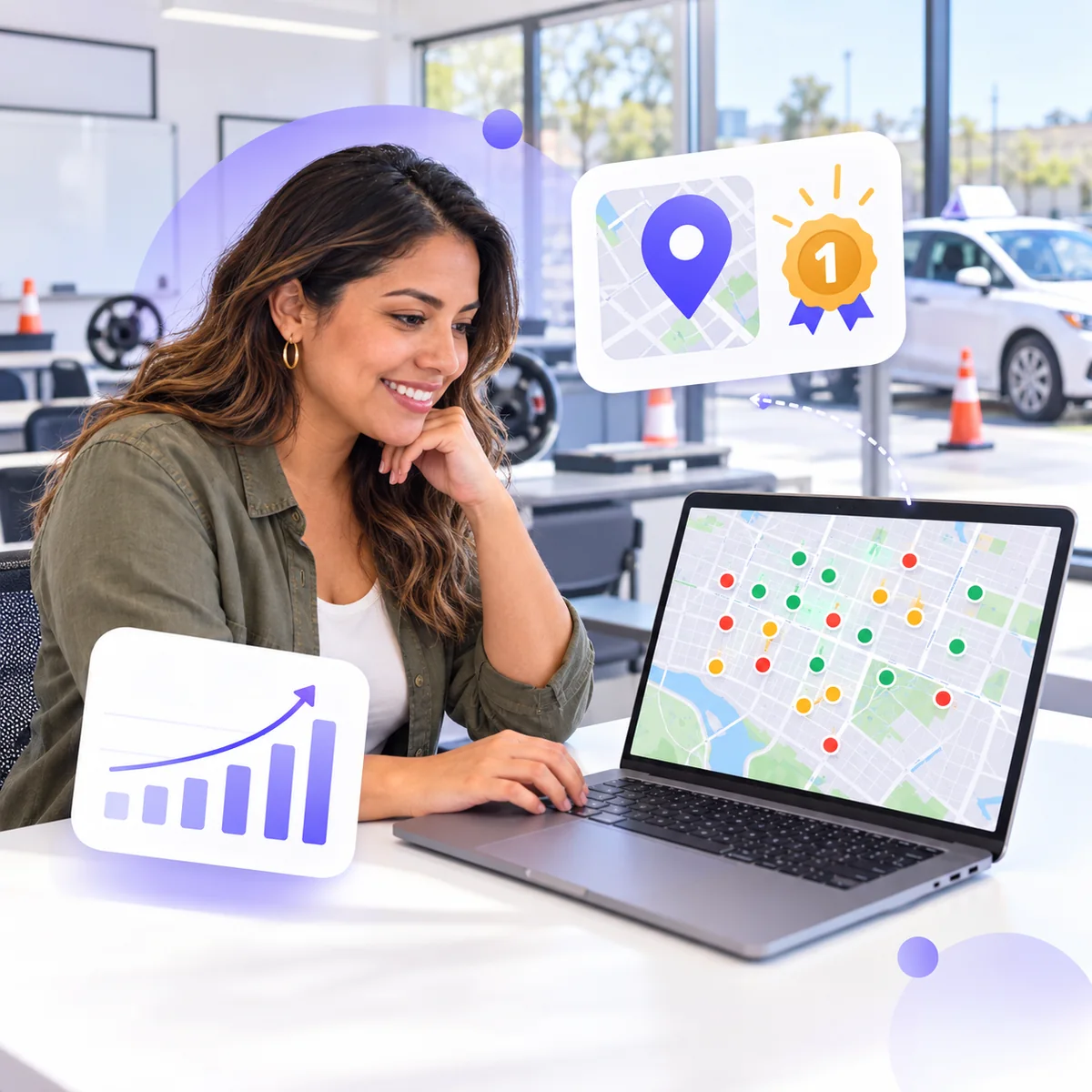 See Exactly Where You Rank for "driving school near me" on Every Block of Your City