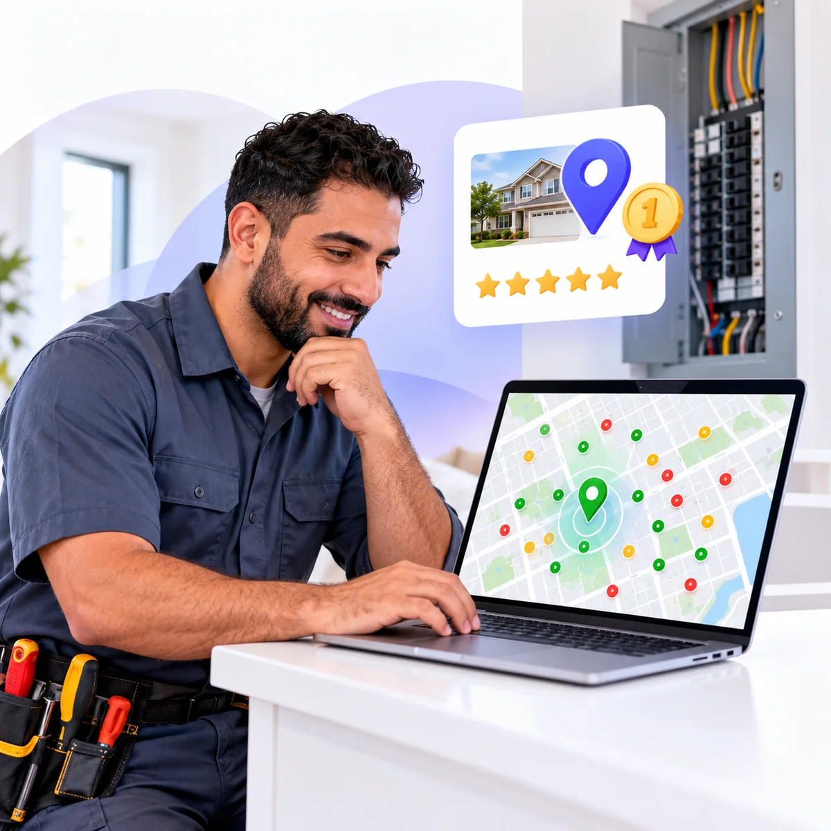 See Exactly Where You Rank for "electrician near me" on Every Block of Your City