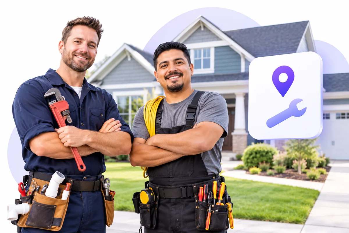 Plumber and electrician at a home using Flento to rank for local service searches