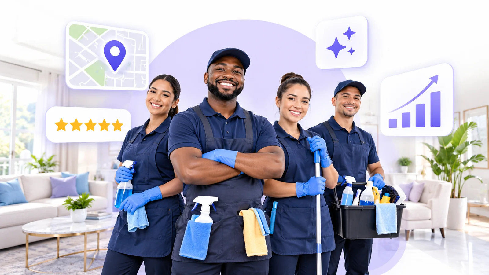 House cleaners and owner using Flento local SEO to rank on Google Maps