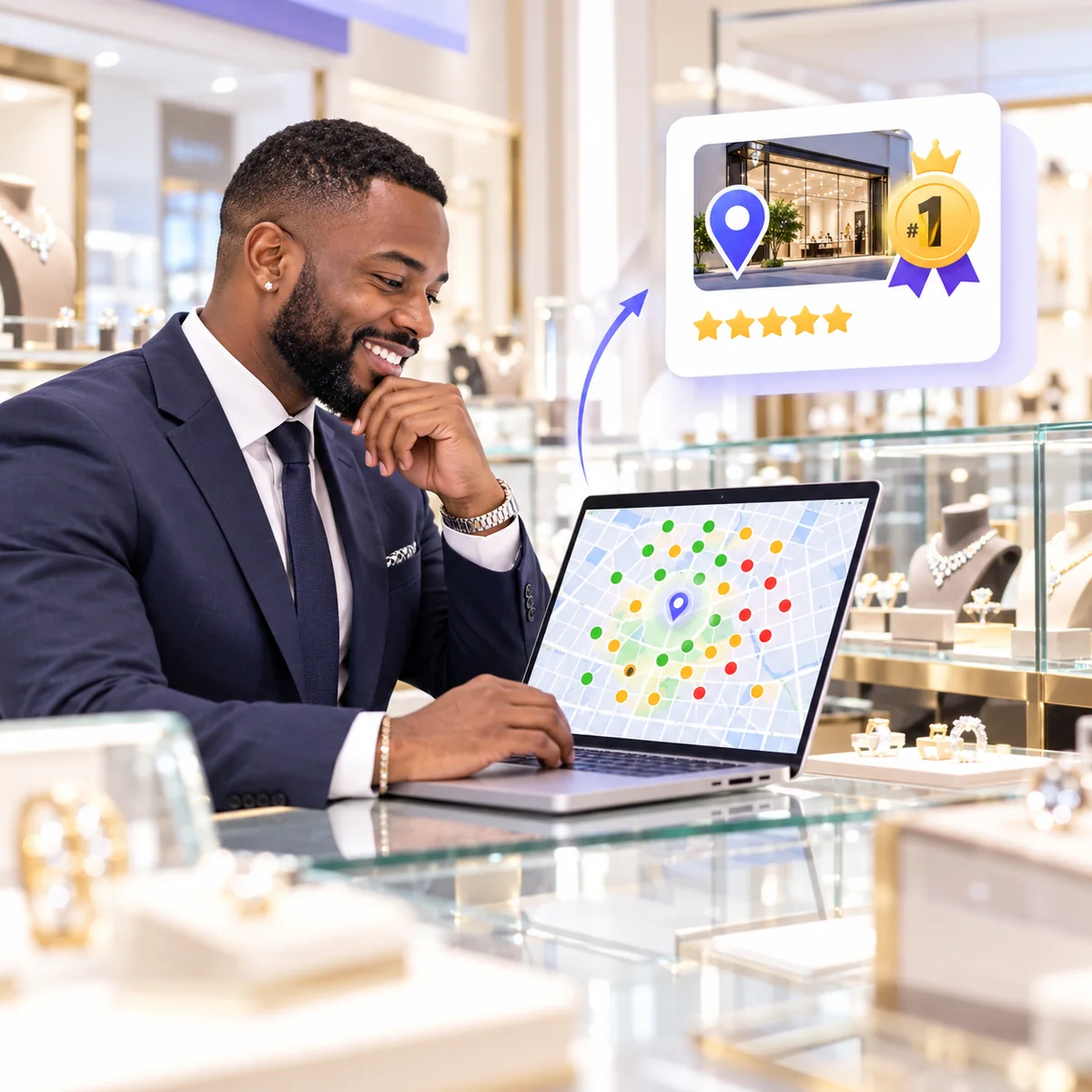 See Exactly Where You Rank for "jewelry store near me" on Every Block of Your City
