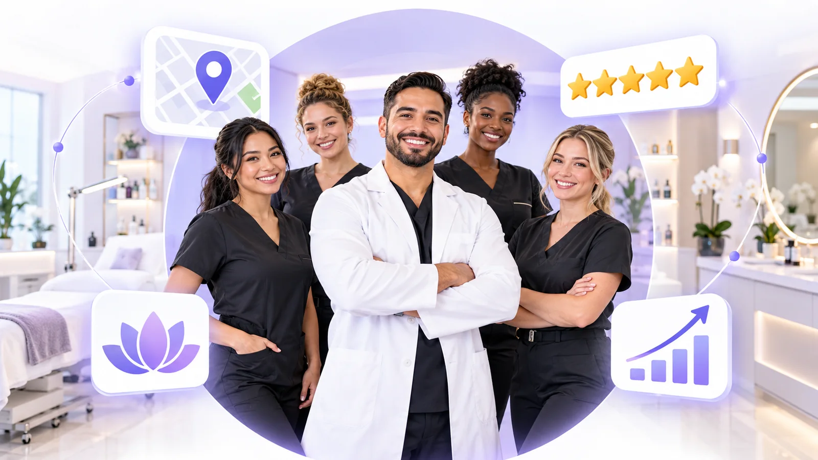 Med spa owner and aestheticians using Flento local SEO to rank on Google Maps
