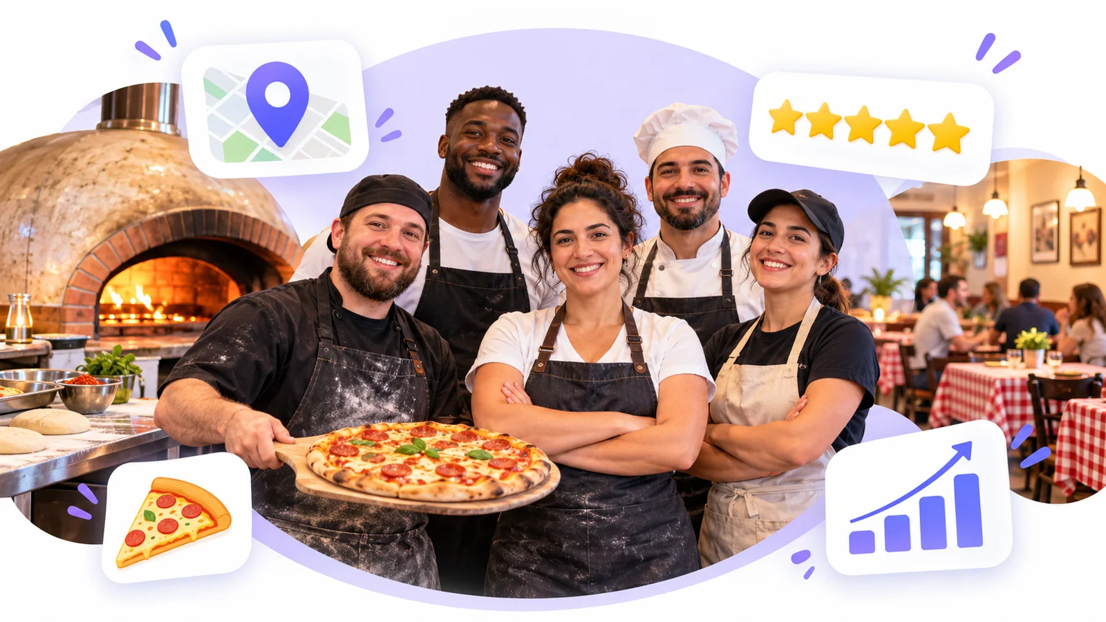 Pizzeria owner and pizza makers using Flento local SEO to rank on Google Maps