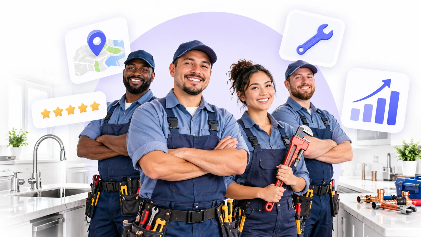 Plumbers and technicians using Flento local SEO to rank on Google Maps