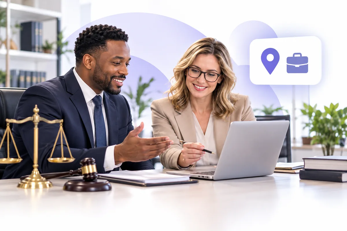 Lawyer and financial advisor in an office using Flento to generate local leads