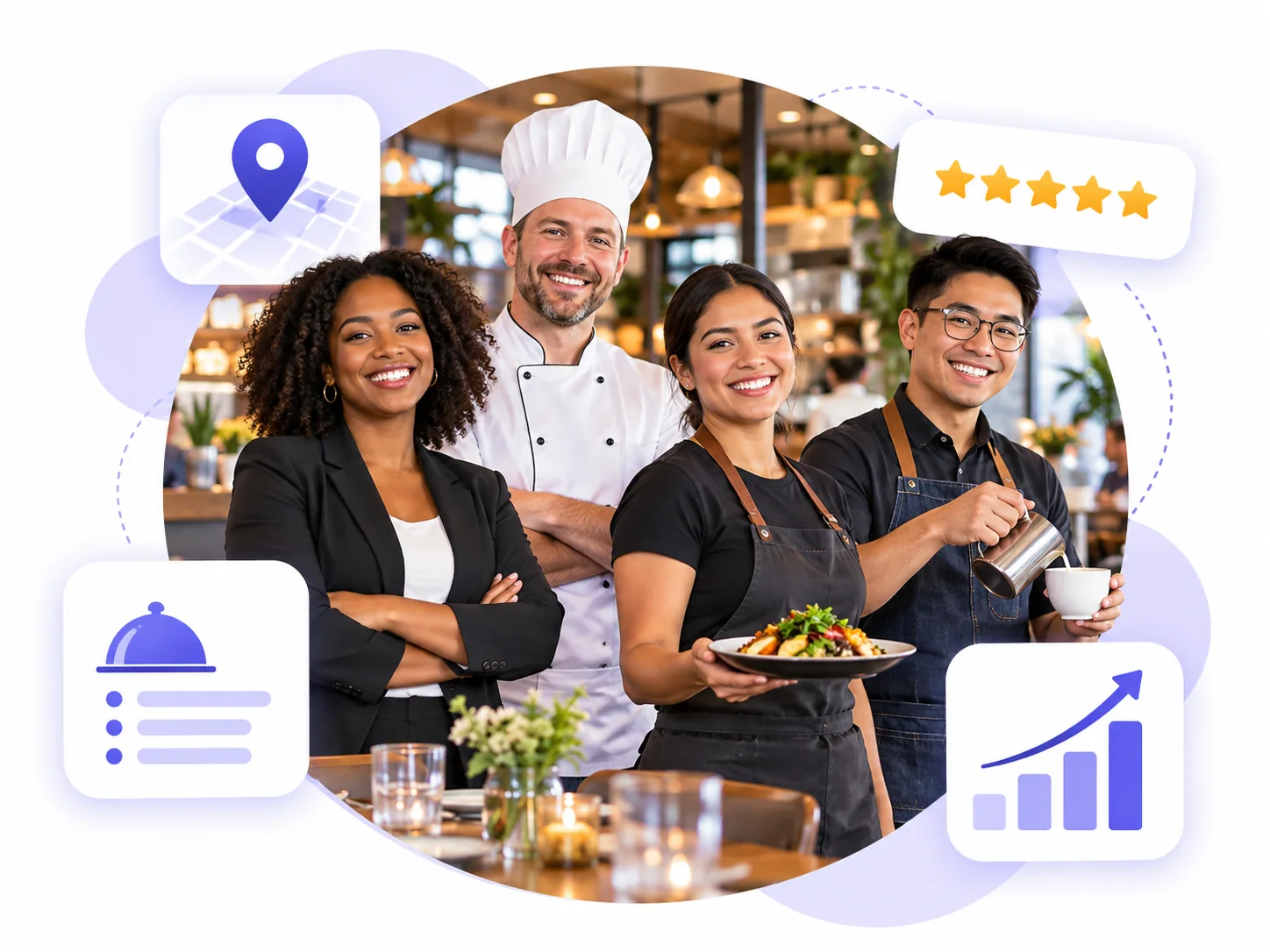 Restaurant owner, chef, server, and barista using Flento local SEO to rank on Google Maps