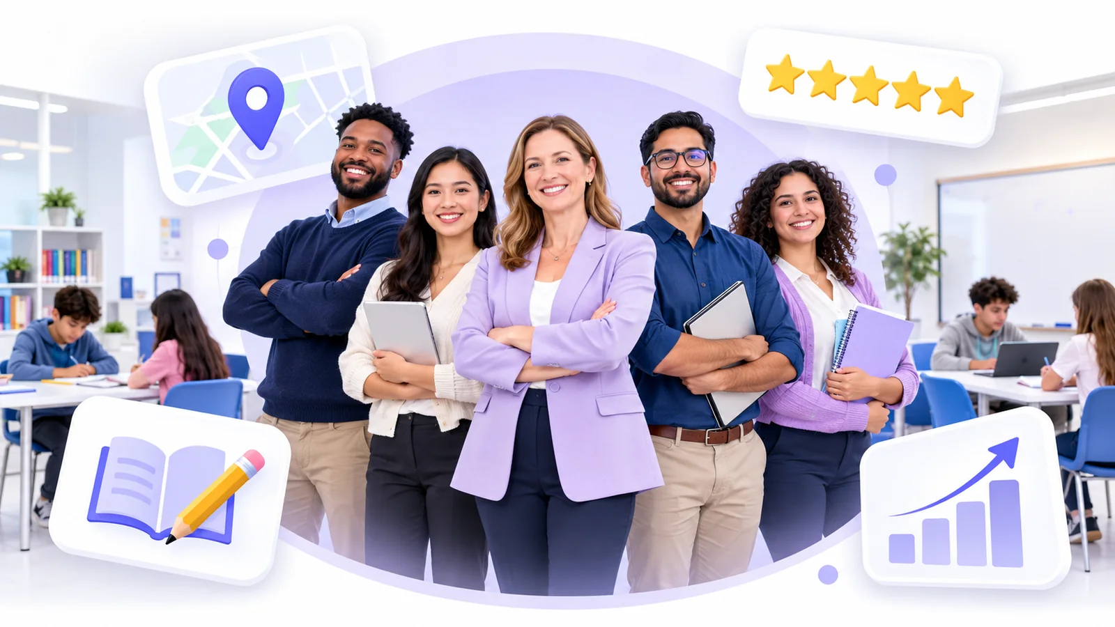 Tutoring center director and tutors using Flento local SEO to rank on Google Maps