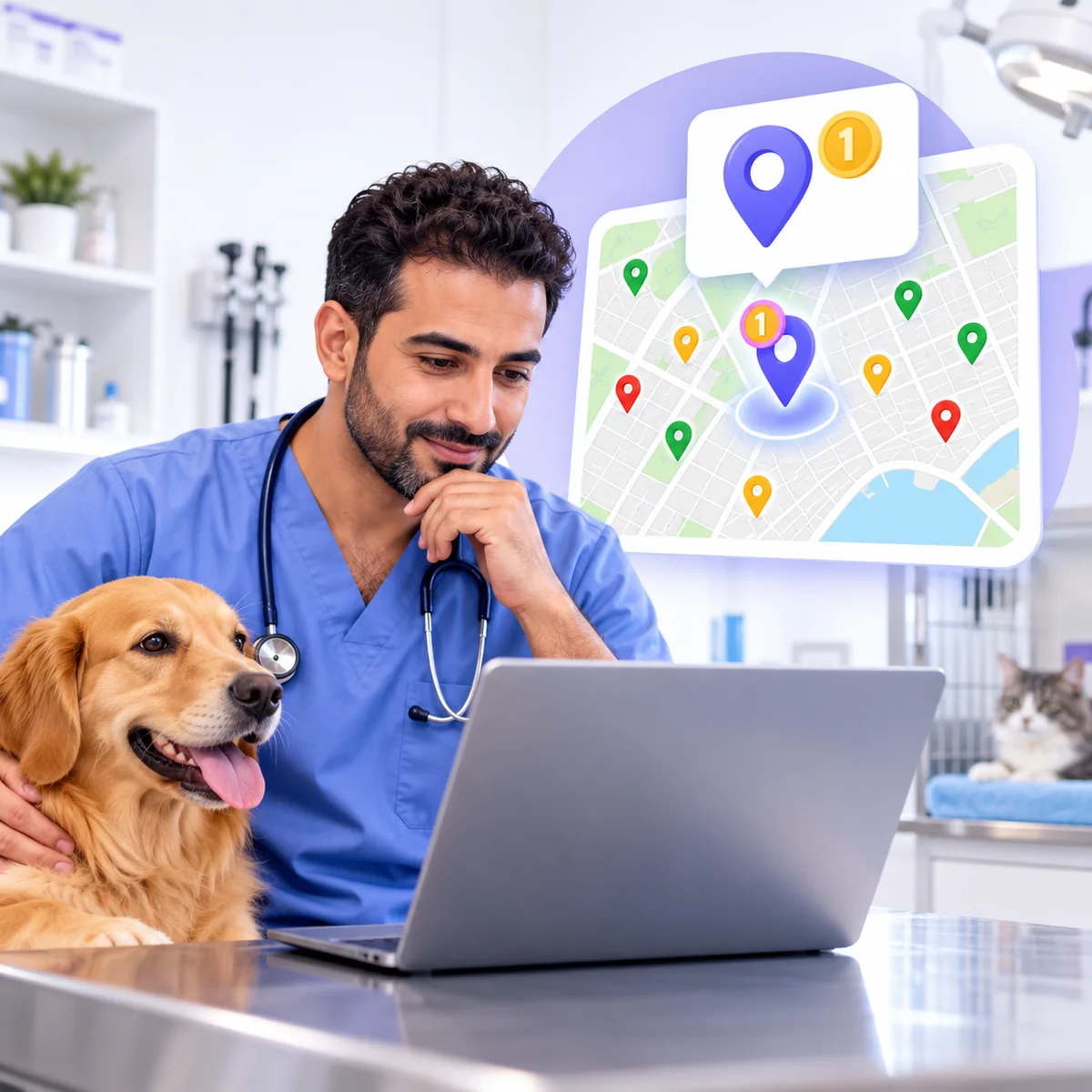 See Exactly Where You Rank for "vet near me" on Every Block of Your City