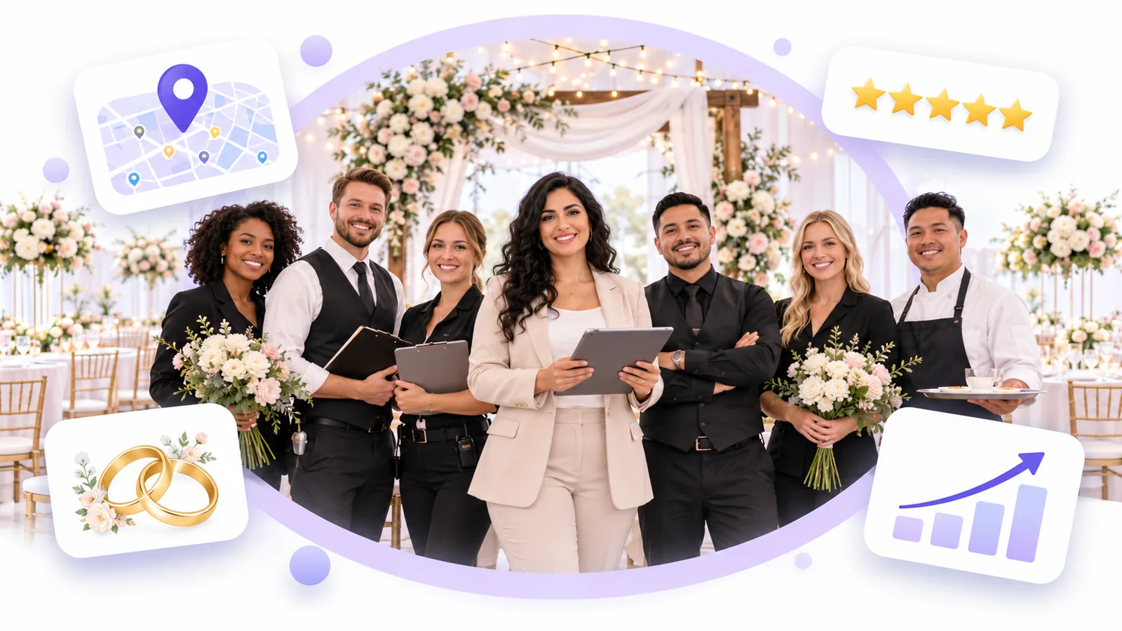 Wedding venue owner and coordinators using Flento local SEO to rank on Google Maps